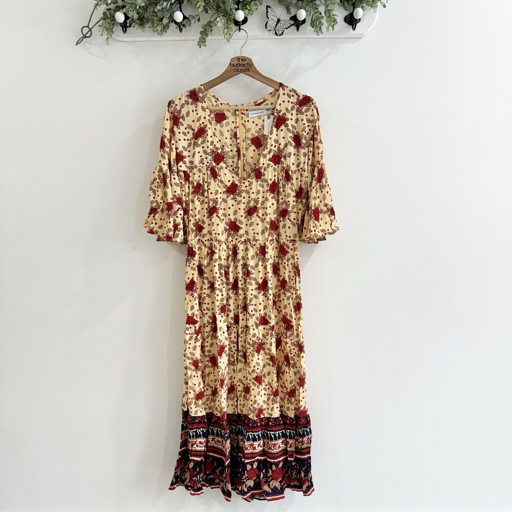 faithfull the brand X Anthropologie Melia Rose Garden Maxi Dress New Boho M 6 LS